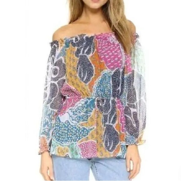 Diane Von Furstenberg DVF Flower Power Dream Camila Silk Top Siz 10 - Picture 1 of 6